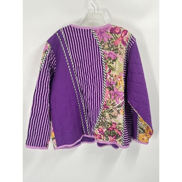 Koos Mixed Printed QUilted Jacket Silk Linen Cotton Sz 1X Purple Art to Wear - Picture 7 of 7